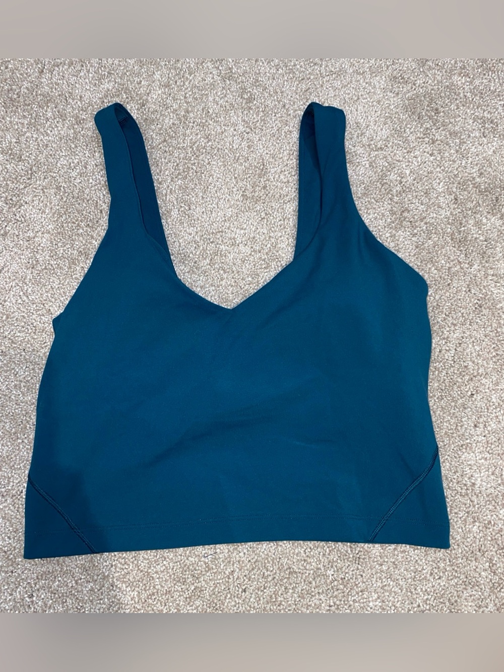 Lululemon Align Tank Top Size 6 Storm Teal Cropped Bra Top Padded Shelf Bra